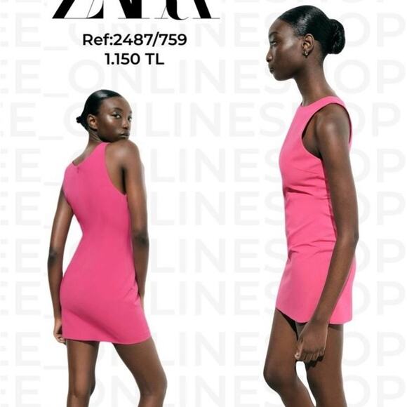 Zara Pink Halter Bodycon Mini Dress NWOT Size small - Picture 1 of 4